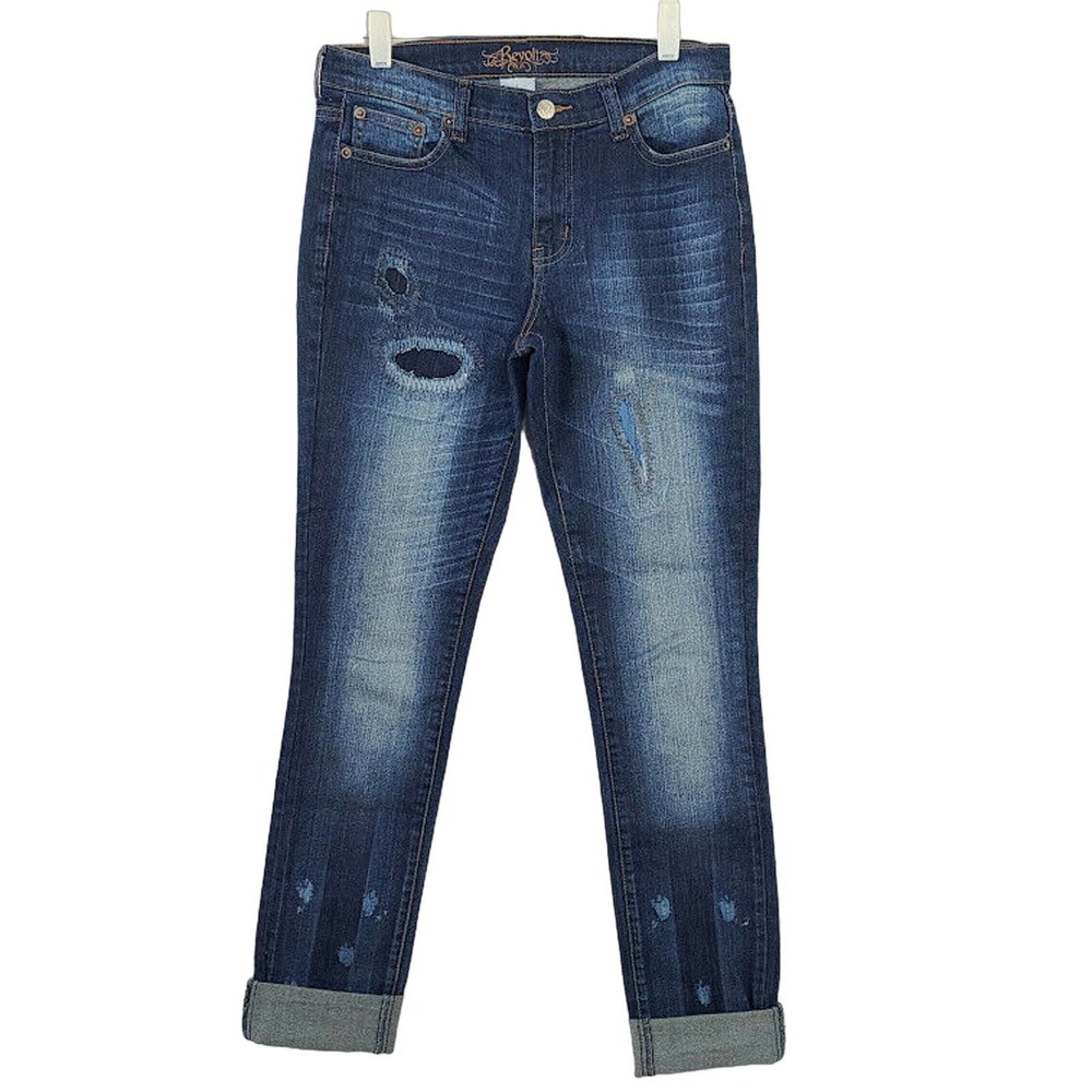 Revolt Jeans Skinny Boyfriend Blue XS 1 Juniors Tall 34" Inseam Long Stretch